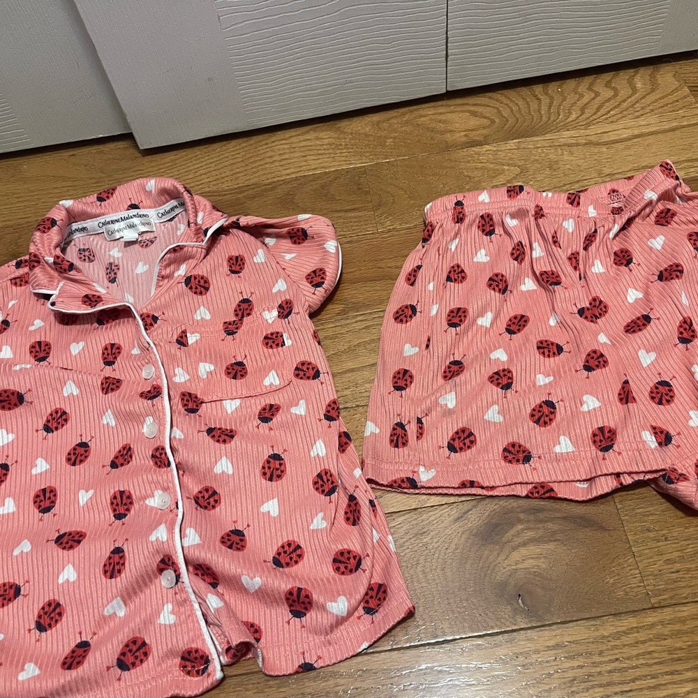 Girls Ladybug Pajama Set Size 7/8